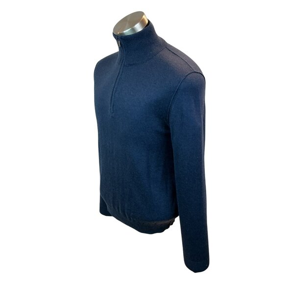 Banana Republic Silk Cashmere Quarter-Zip Sweater Mens Small Navy - Picture 4 of 11